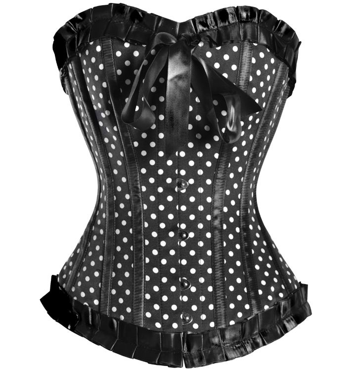 Black Shiny White-dotted Corset